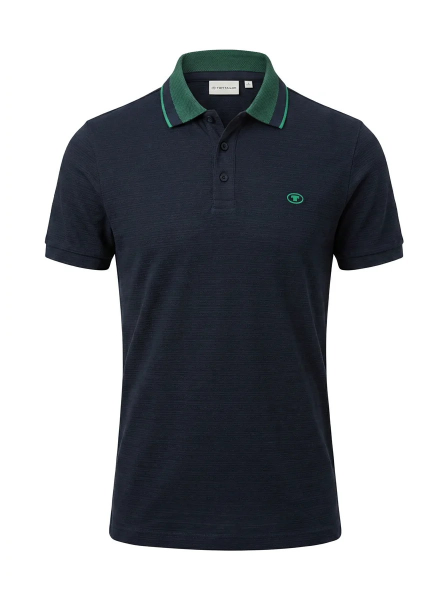 Navy blue textured polo shirt from the DZIGN product catalog
