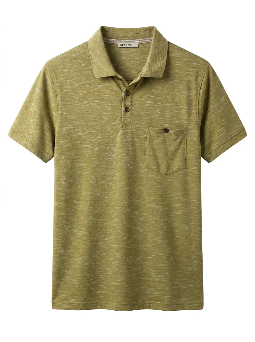 Olive marl pocket polo shirt from the DZIGN product catalog